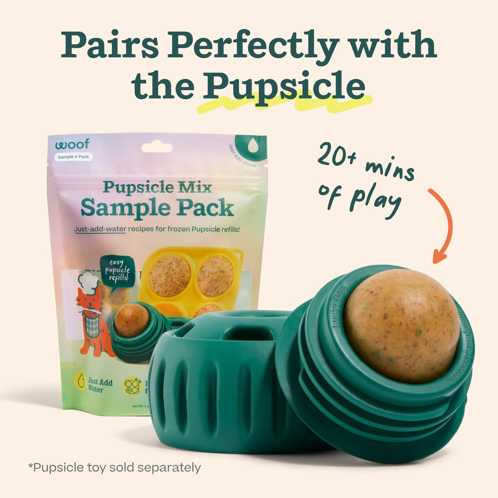 WOOF Pupsicle Mix Doggy Dental with Oratech promotes fresh breath.