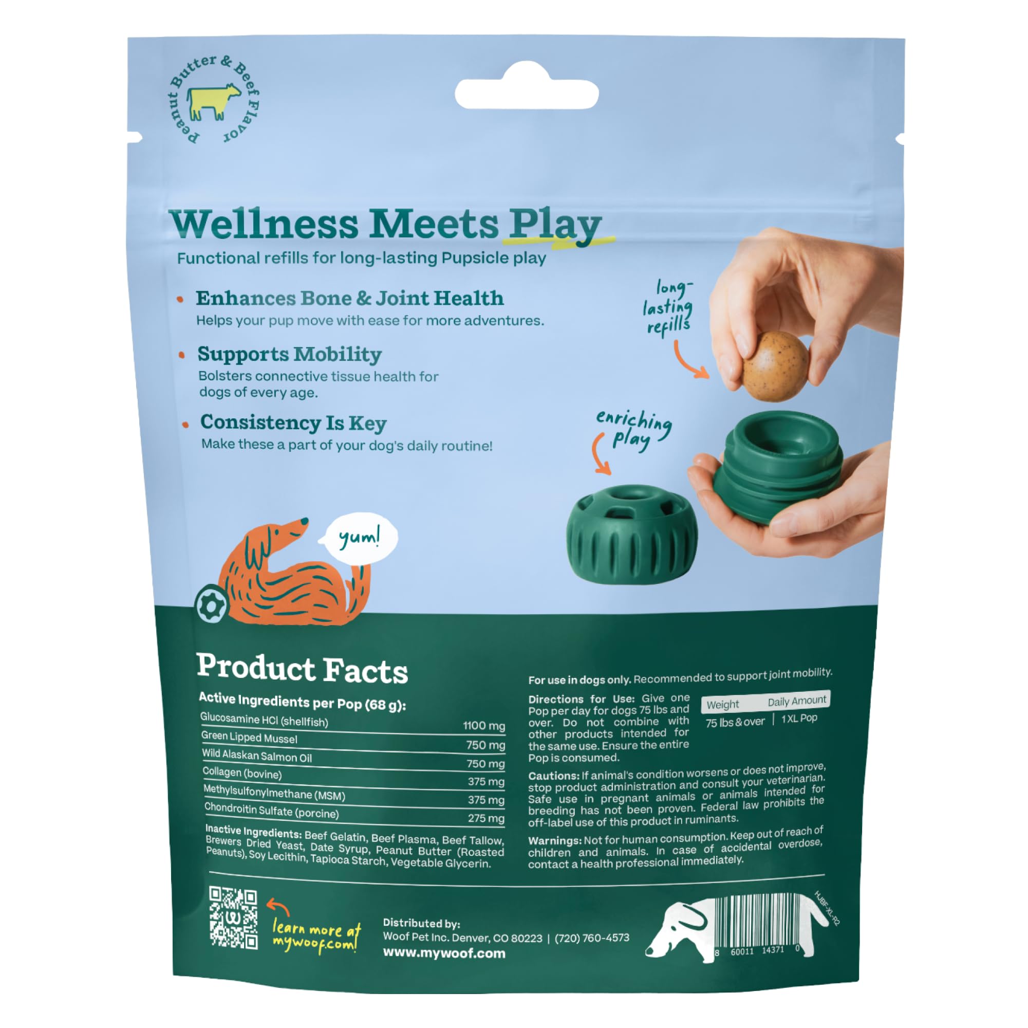 WOOF Pupsicle Pops refill container ready for mess-free refills.