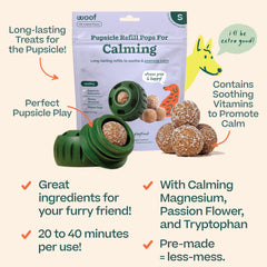 WOOF Pupsicle Refill Pops ingredients list highlights natural calming components