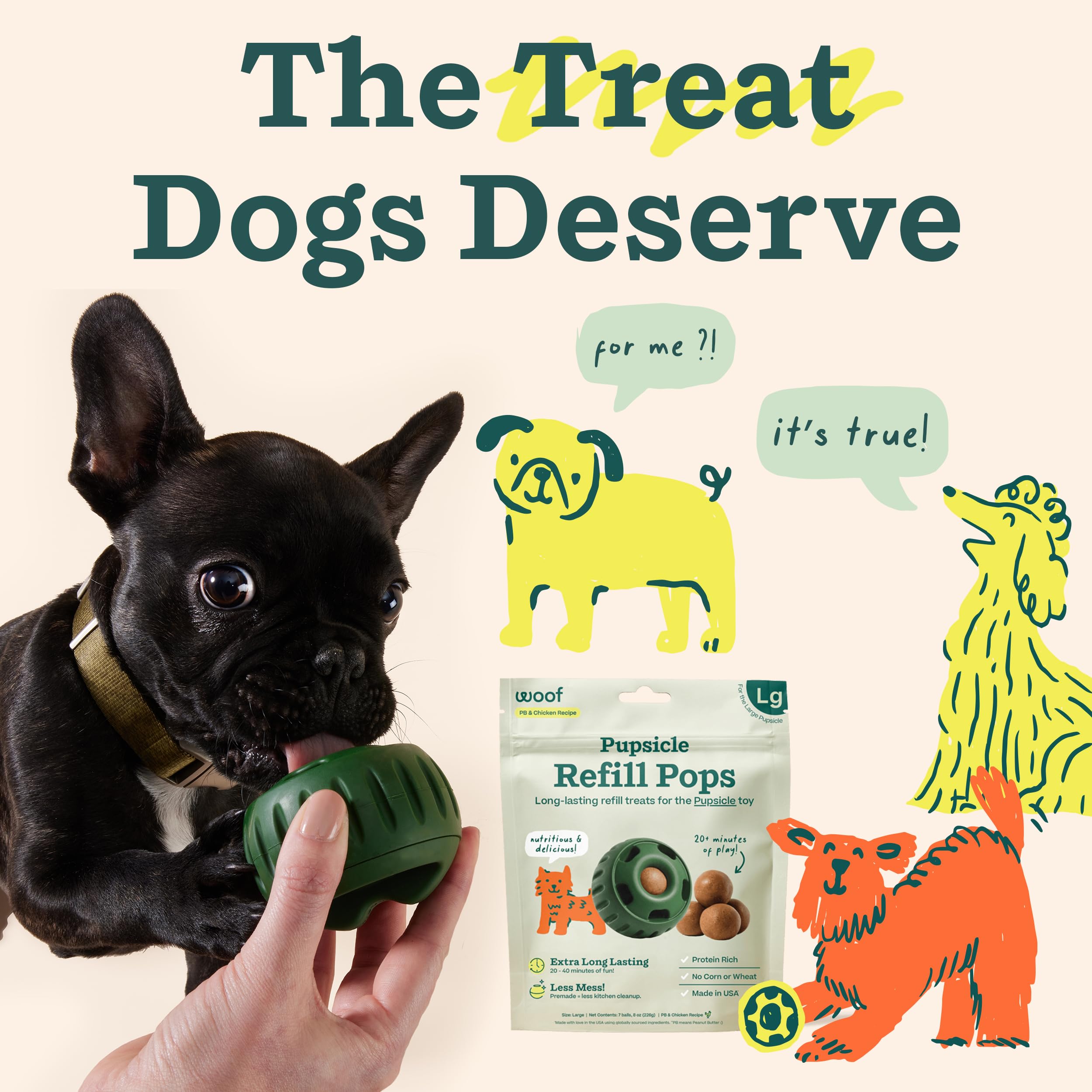 WOOF Pupsicle Refill Pops ready-to-go outdoors for mess-free outings