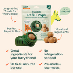 WOOF Pupsicle Refills sin necesidad de refrigeración para viajes y paseos.