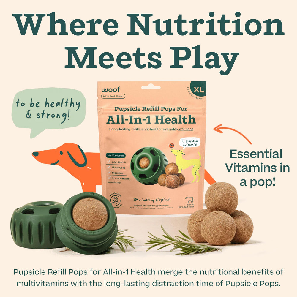 WOOF Pupsicle Refill XL pops size offers longer chew sessions