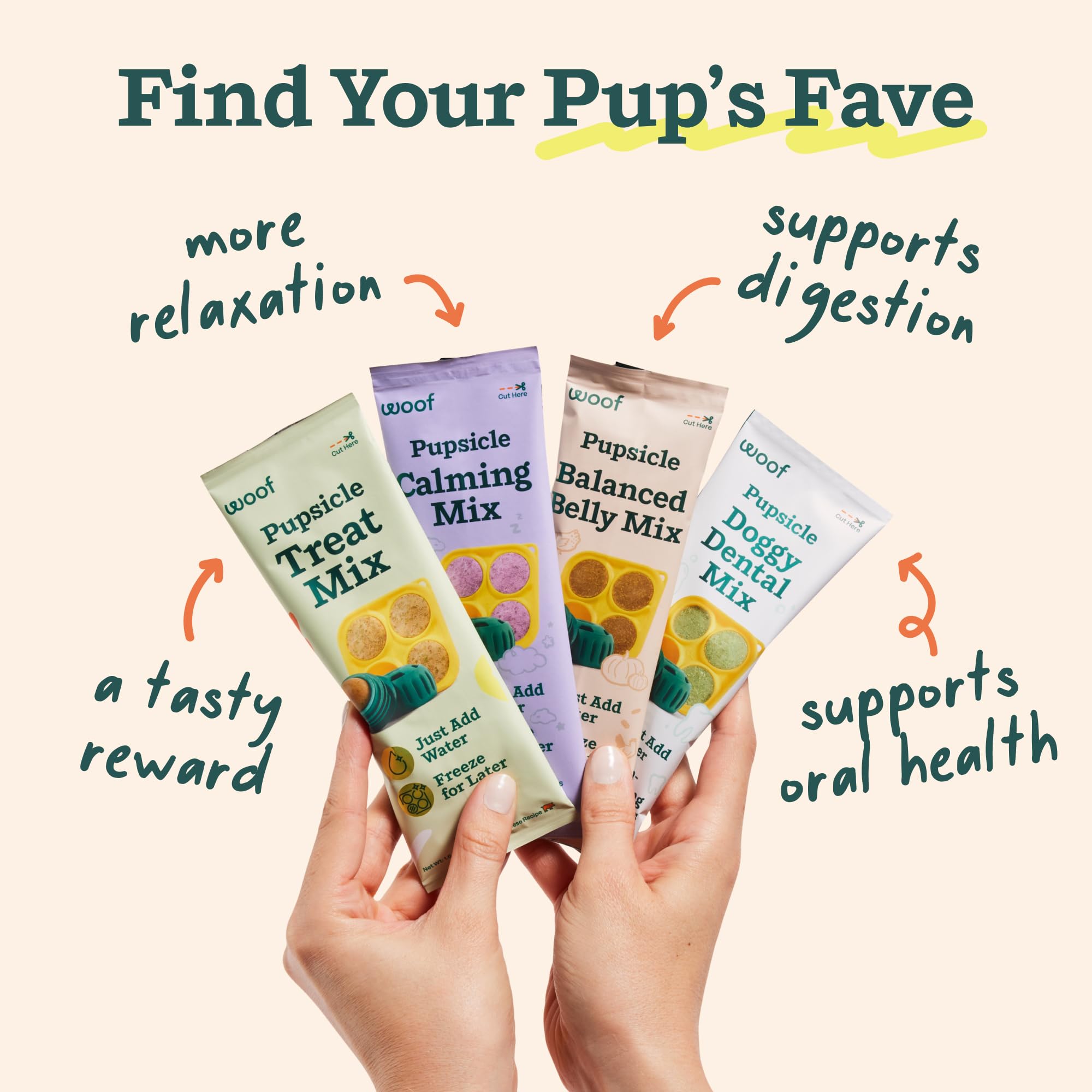 WOOF Pupsicle Treat Tray compatibility enables mess-free enrichment.