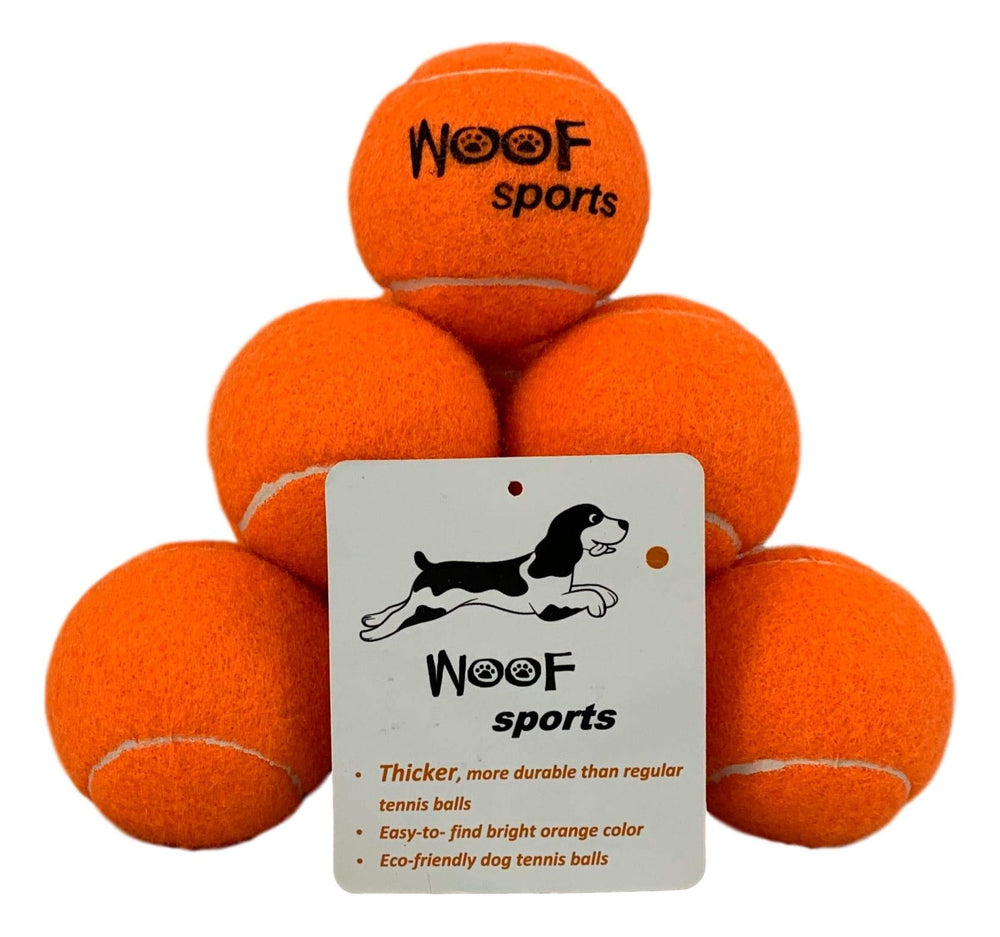 Woof Sports durable tennis balls, thicker design for longer chewing sessions.