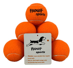 Woof Sports durable tennis balls, thicker design for longer chewing sessions.