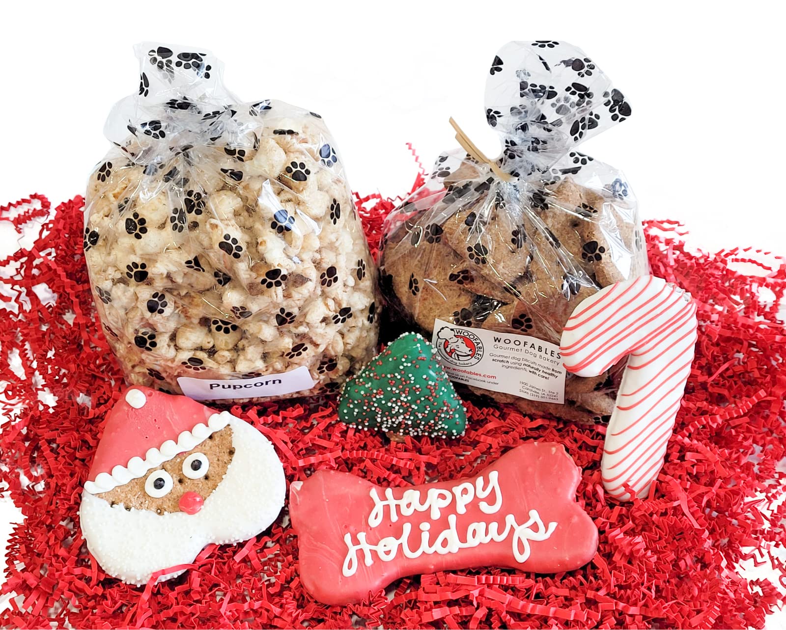 Woofables Christmas Treat Box featuring pupcorn for festive reward moments