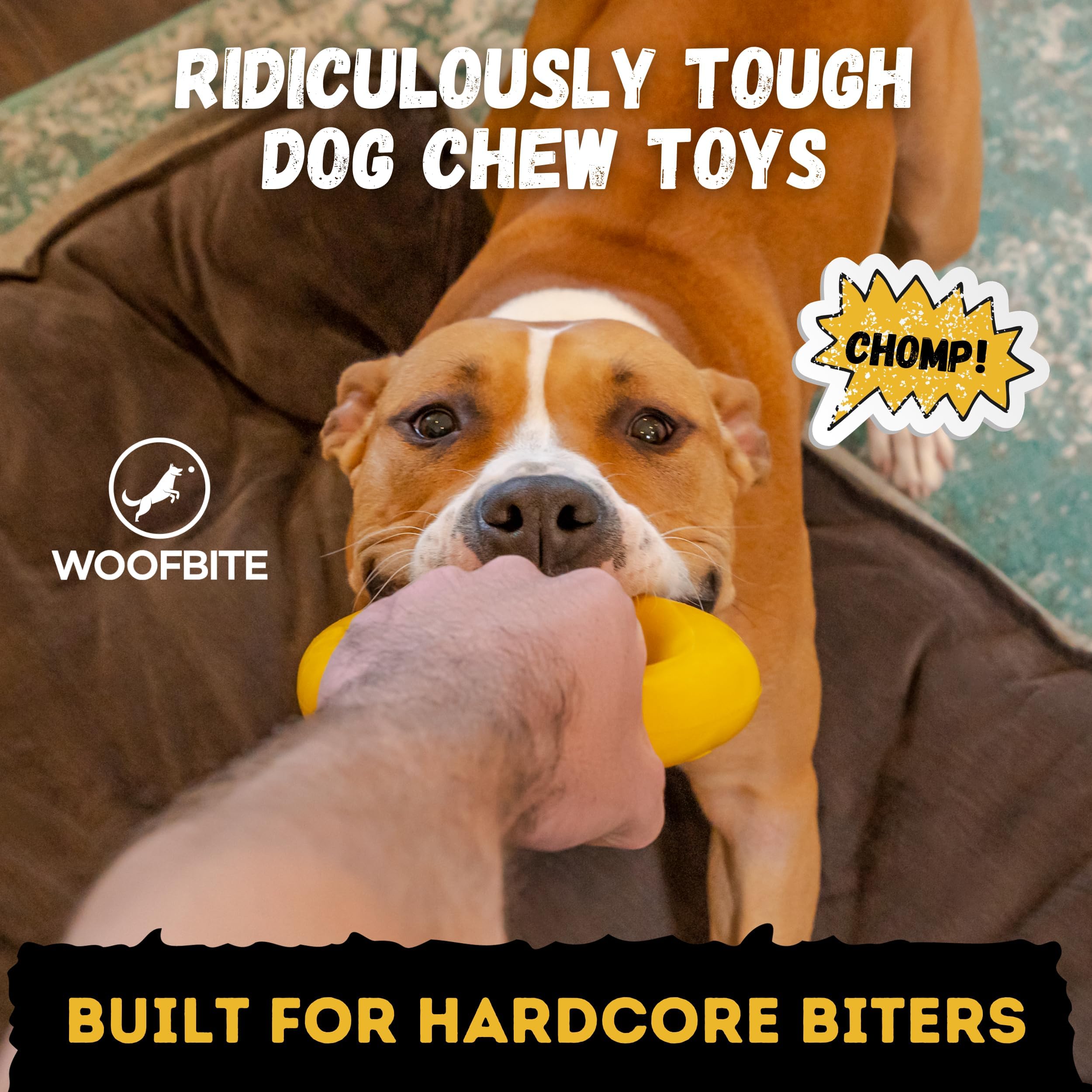 WoofBite Chew Ring Yellow Color enhances visibility during play and training.