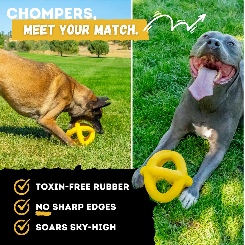 WoofBite promotes healthier chewing and dental-friendly play through engaging shape and bounce