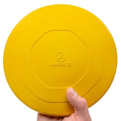 WoofBite Indestructible Dog Disc 8in yellow for high-visibility fetch and play.
