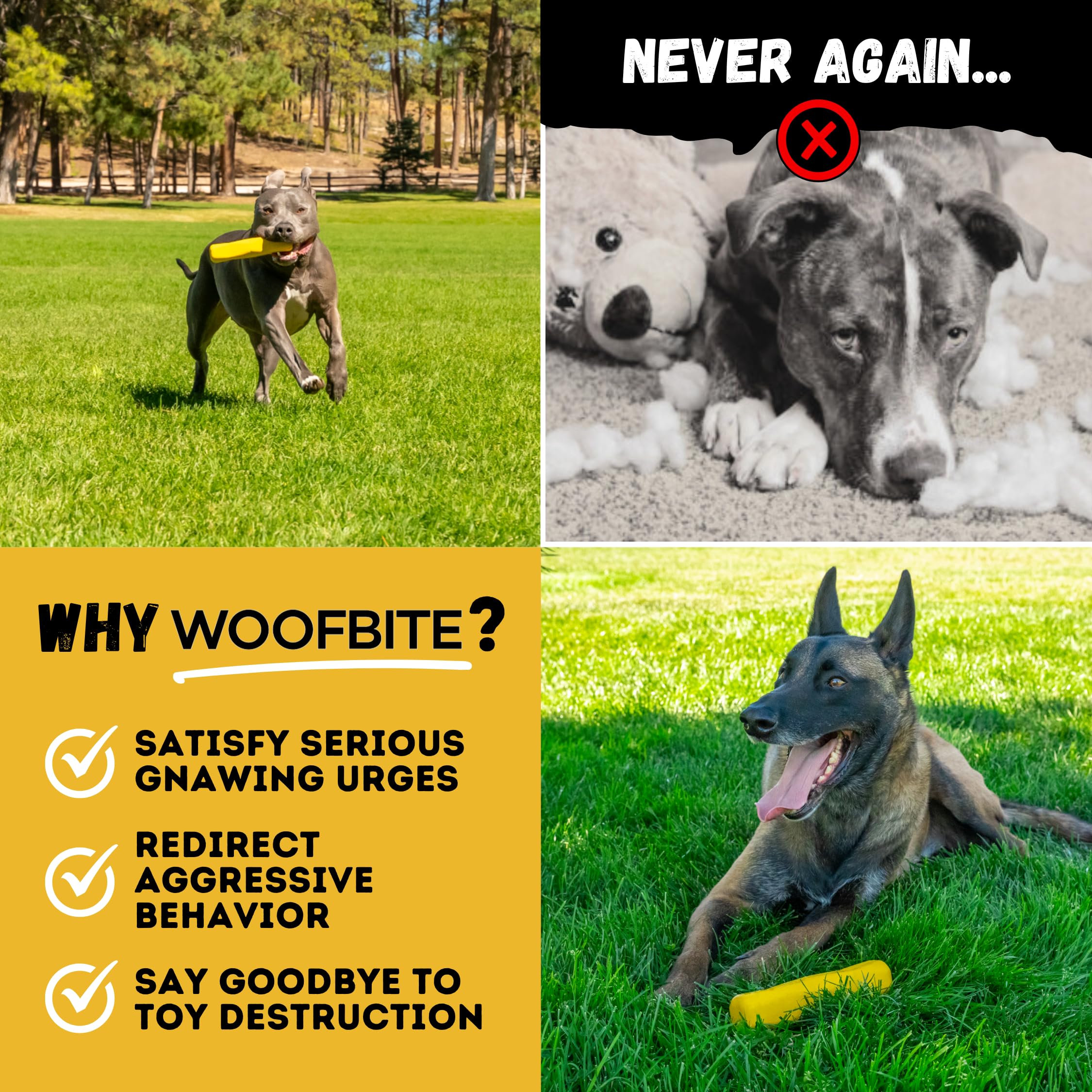 WoofBite indestructible stick dog toy rough chewer withstands tough chewing