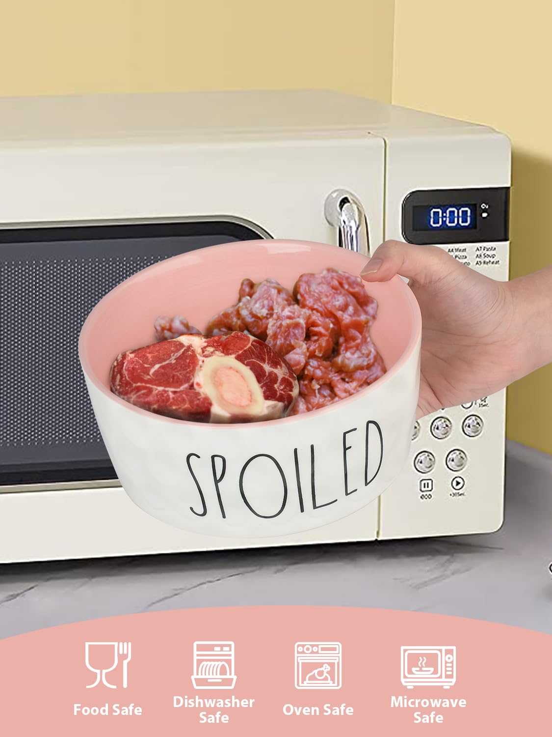 WoofinPets heavy-duty dog bowl shows weight and stability for vigorous eaters.