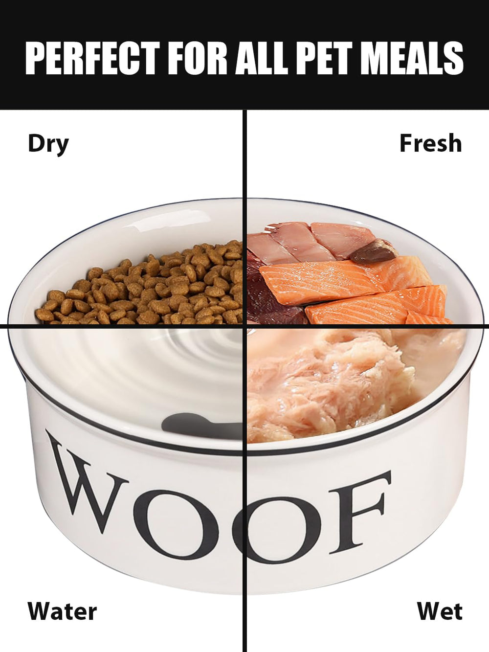 WoofinPets large dog bowl 55-ounce capacity for medium and large dogs