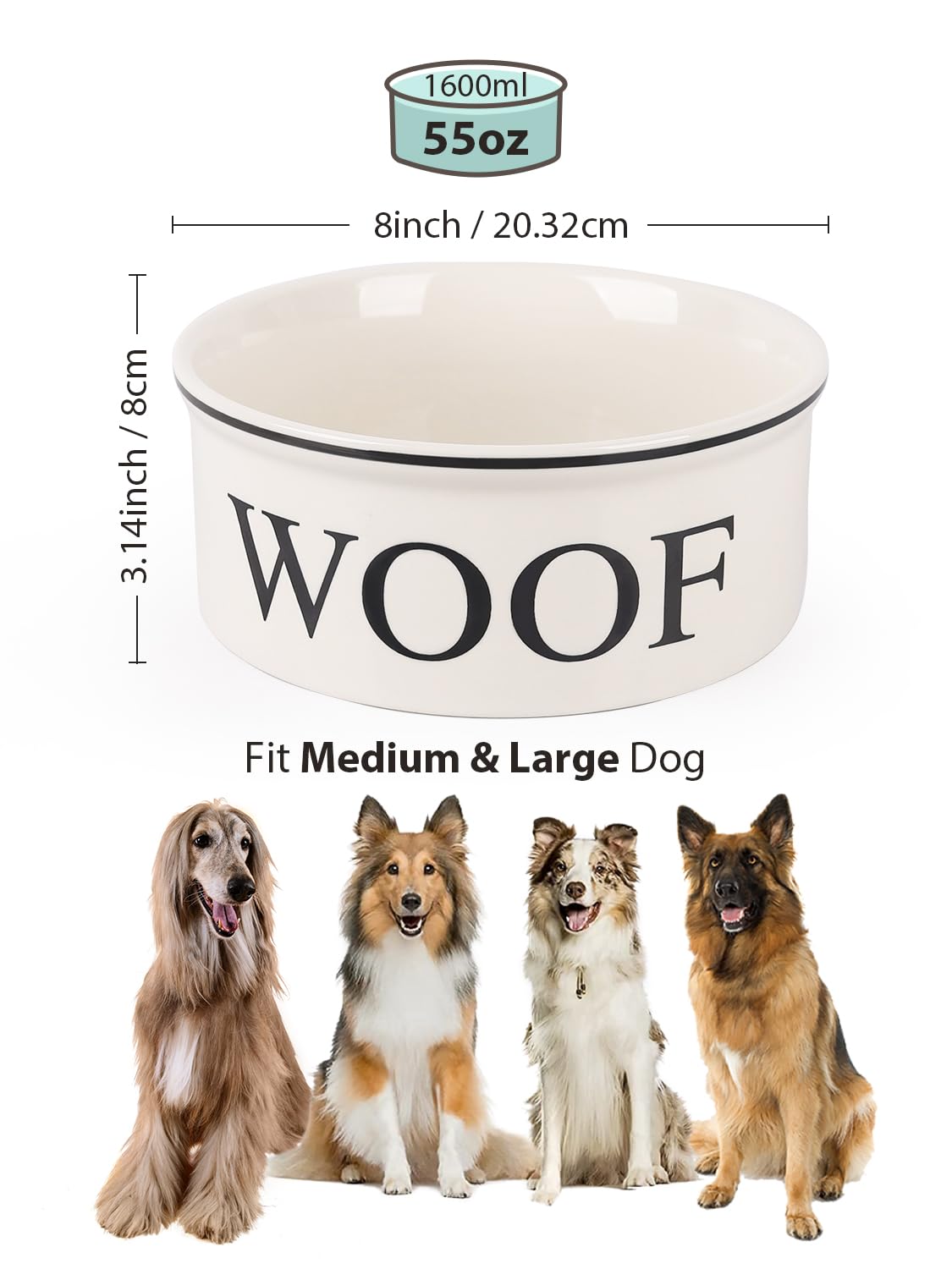 WoofinPets weighted dog bowl prevents sliding during feeding