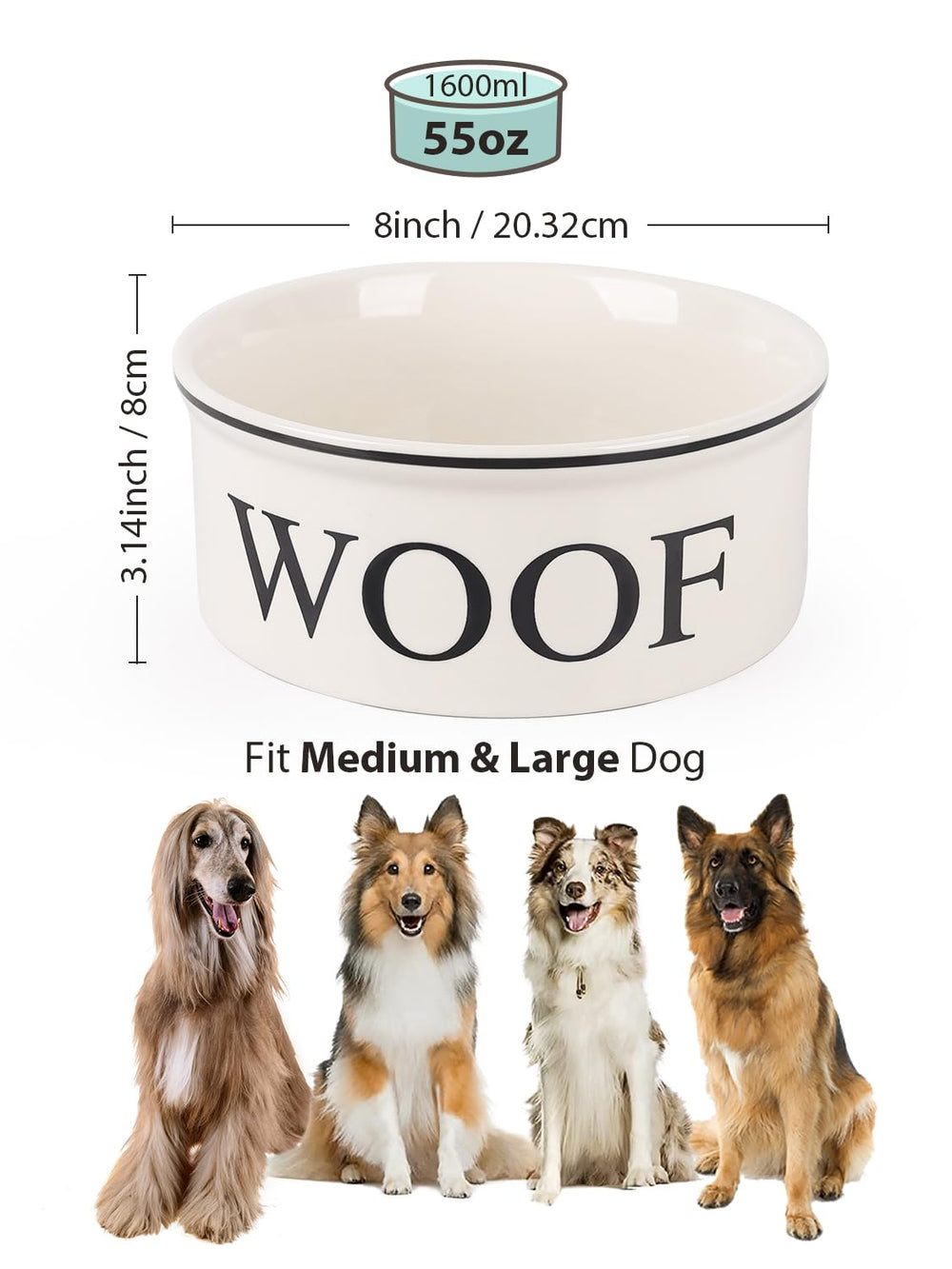WoofinPets weighted dog bowl prevents sliding during feeding