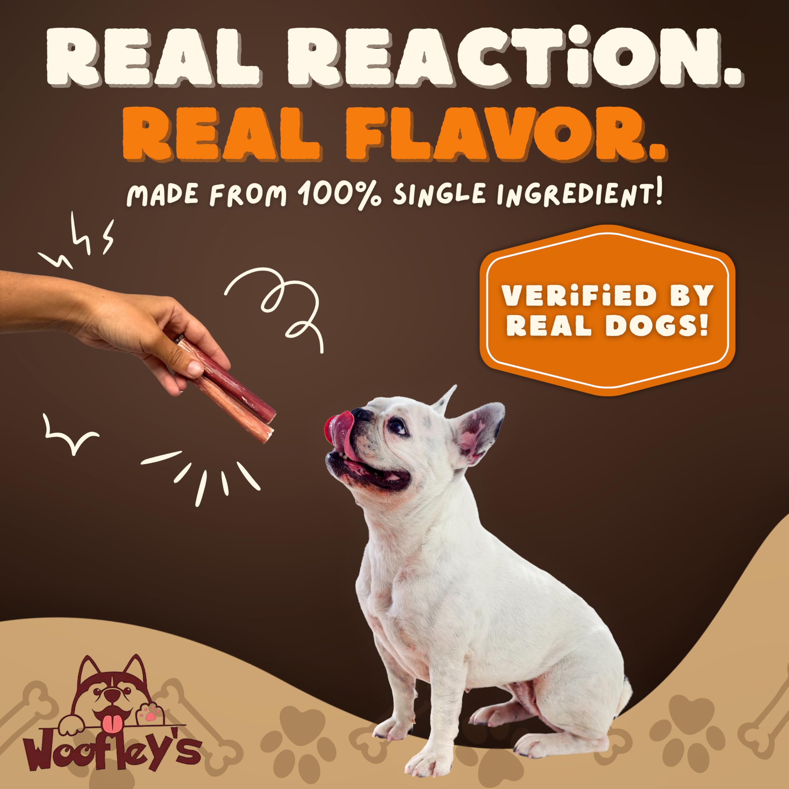 Woofley's 4-5 inch bully sticks long lasting power chewer