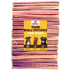 Woofley's 6-inch bully stick pack for small dogs showing 30-count value for long-lasting chewing.