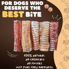 Woofley's Beef Trachea closeup texture highlighting single-ingredient and easily digestible treat.
