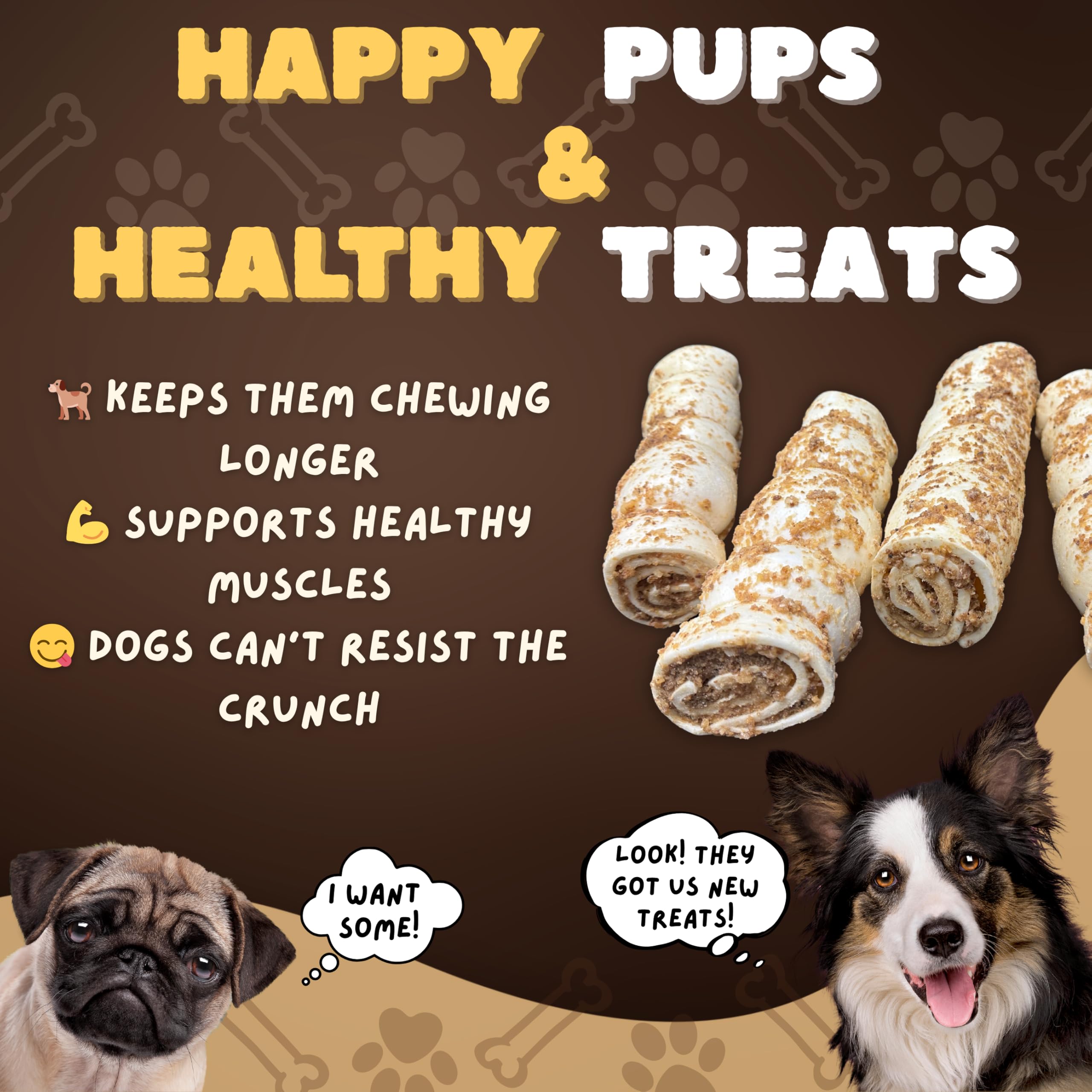 Woofley's Bully Dusted Beef Cheek Roll 10-12 inch size suited for power chewers.