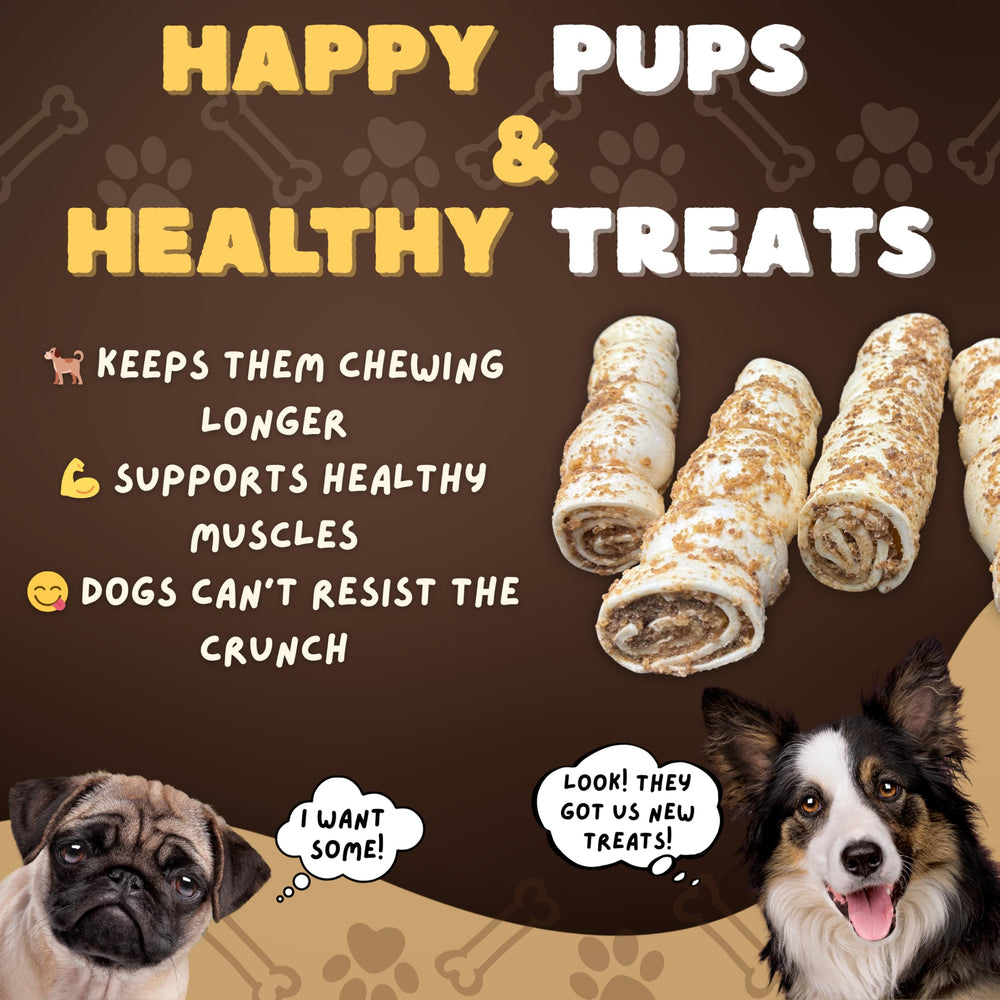 Woofley's Bully Dusted Beef Cheek Roll 10-12 inch size suited for power chewers.