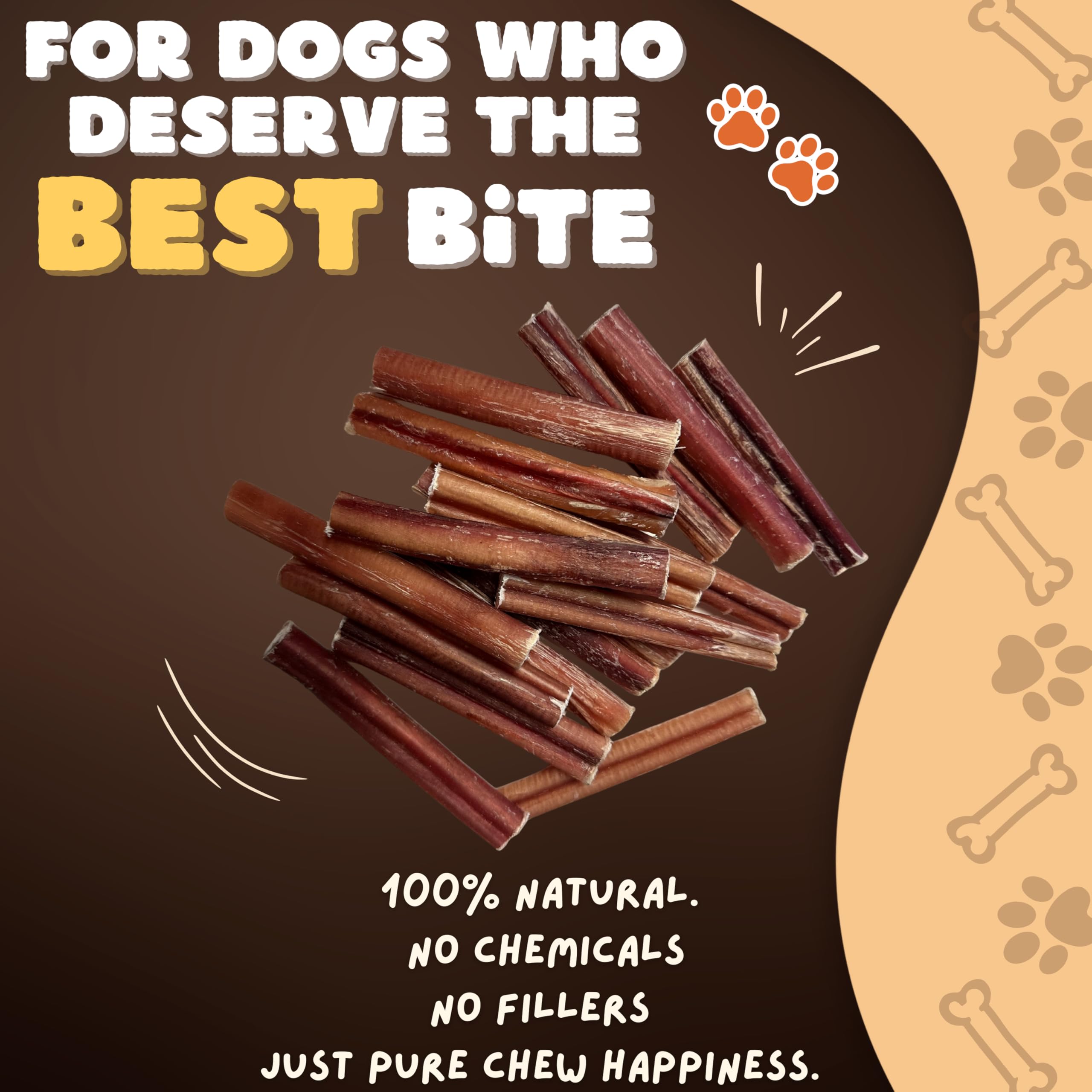 Woofley's bully sticks long chew dog enjoying a single-ingredient treat