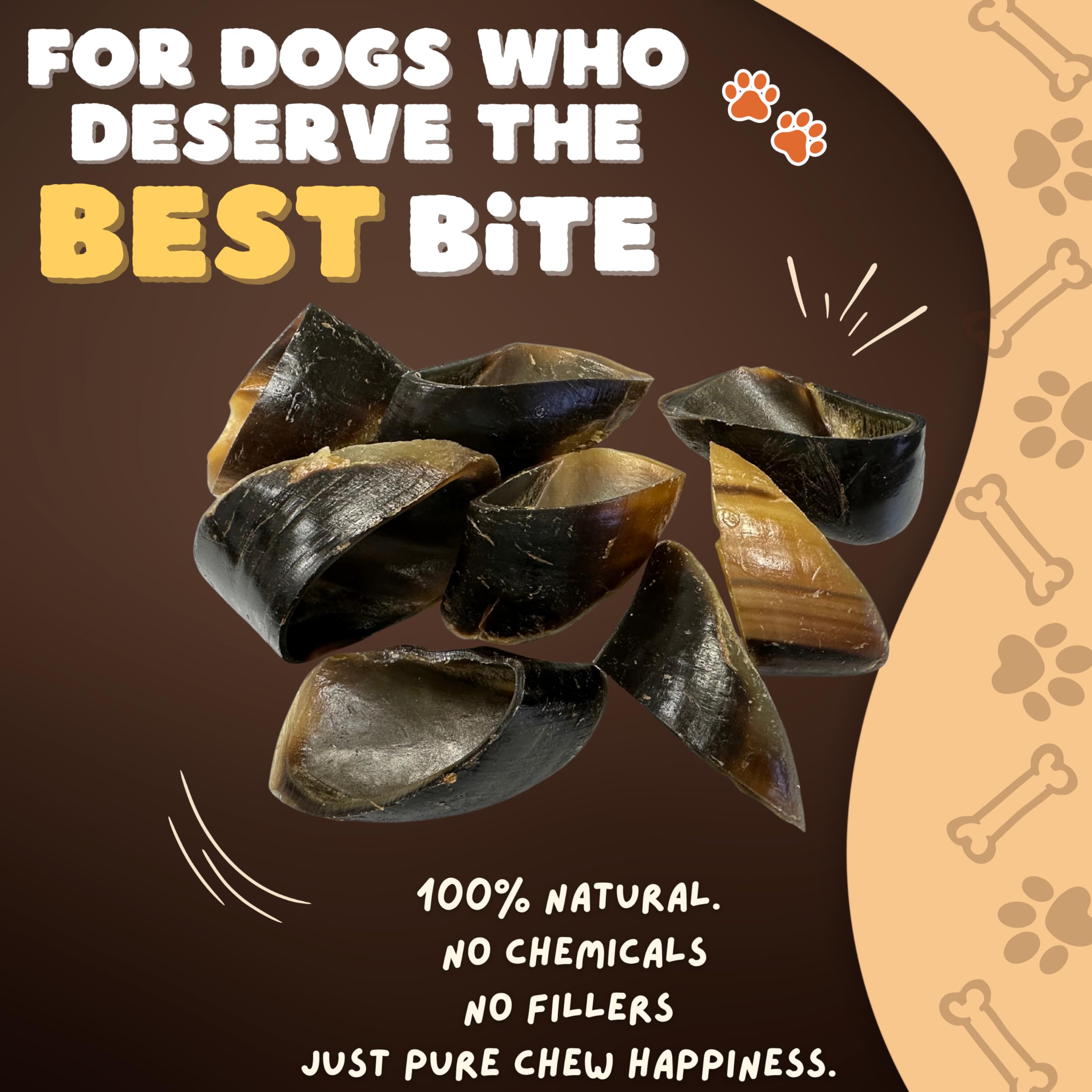 Woofley's Cow Hooves chew time image showing engaging enrichment for dogs