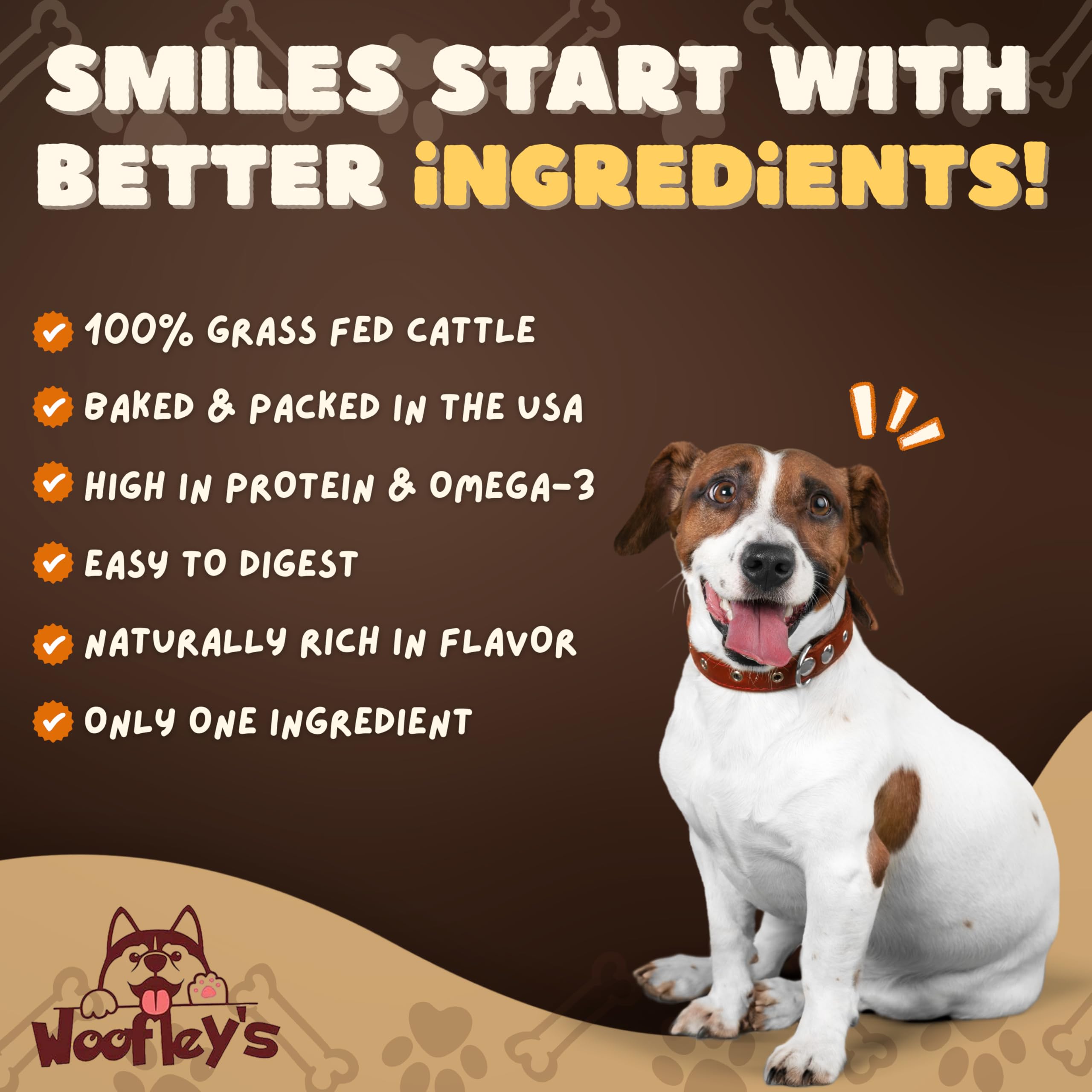 Woofley's bully stick may support oral health through active chewing.