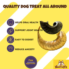 Woofley's Lamb Horn dog chews in a pack ready for extended play.