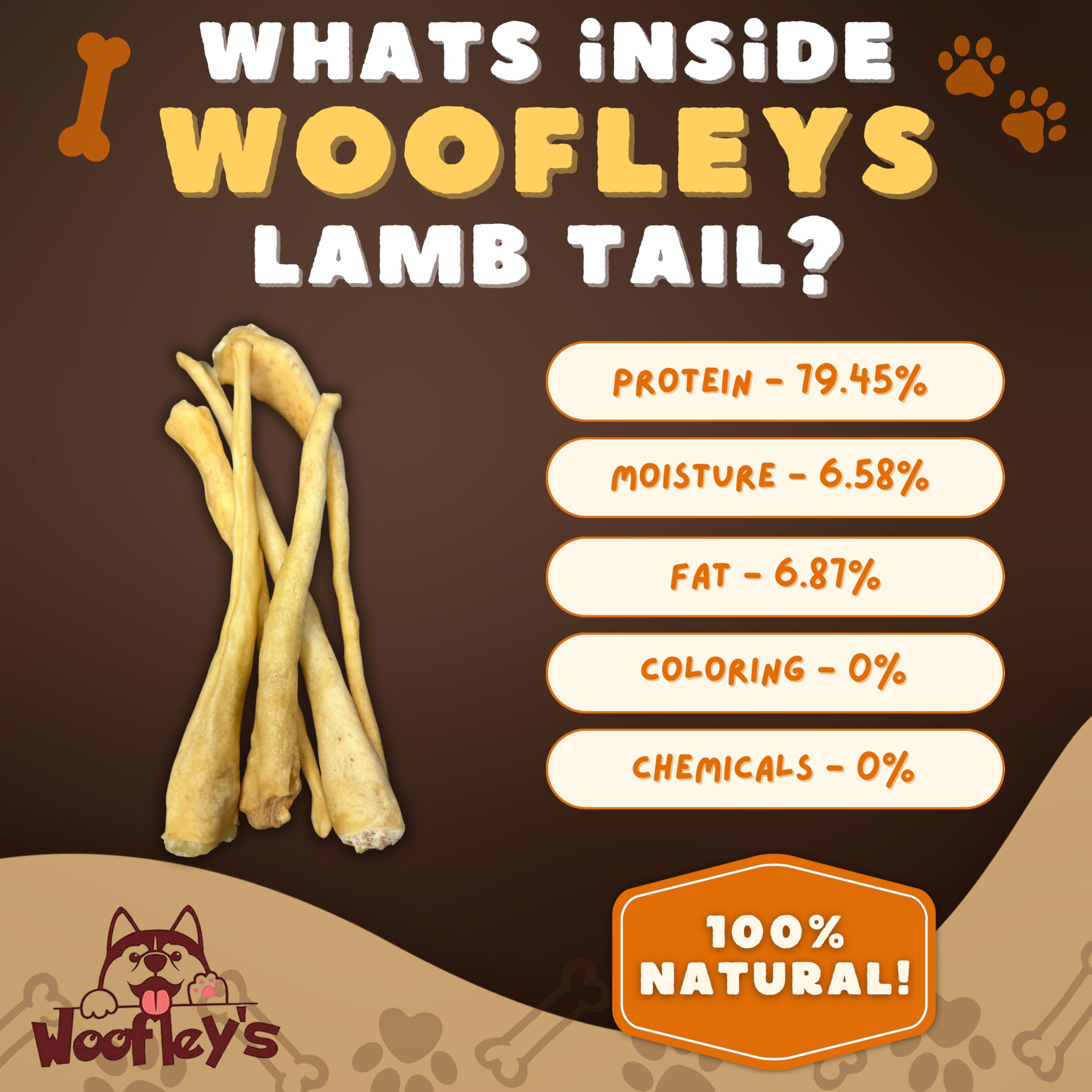 Woofley's Lamb Tail sustainably sourced lamb tail supports ethical pet treats