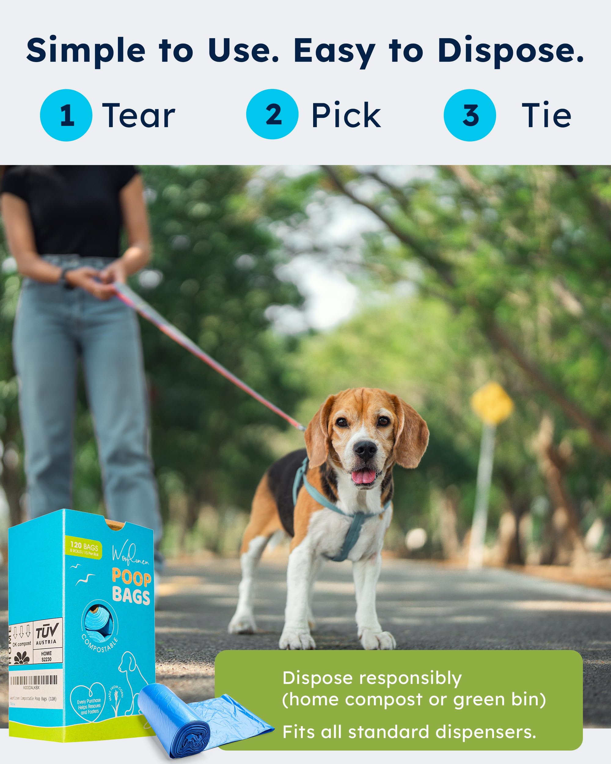 Wooflinen bags on walks provide reliable mess containment for dogs of all sizes.