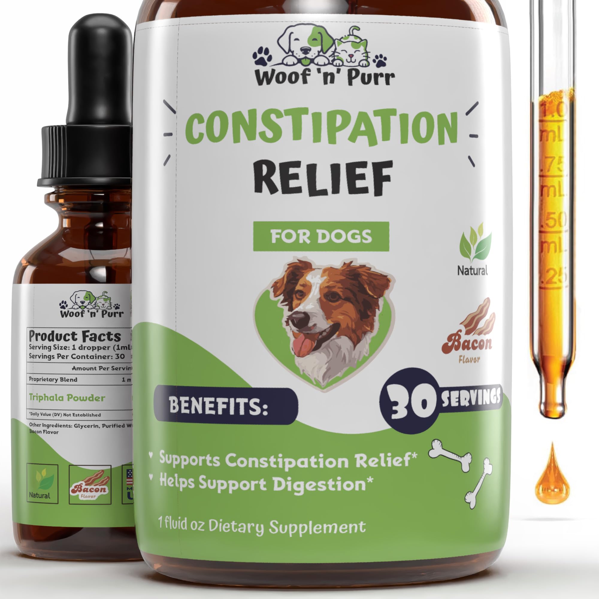 Woofnpurr botella con gotero para aliviar el estreñimiento del perro
