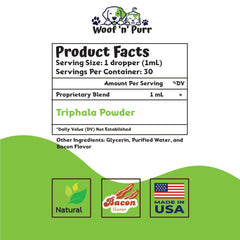 Woofnpurr Triphala polvo para perro con beneficios digestivos