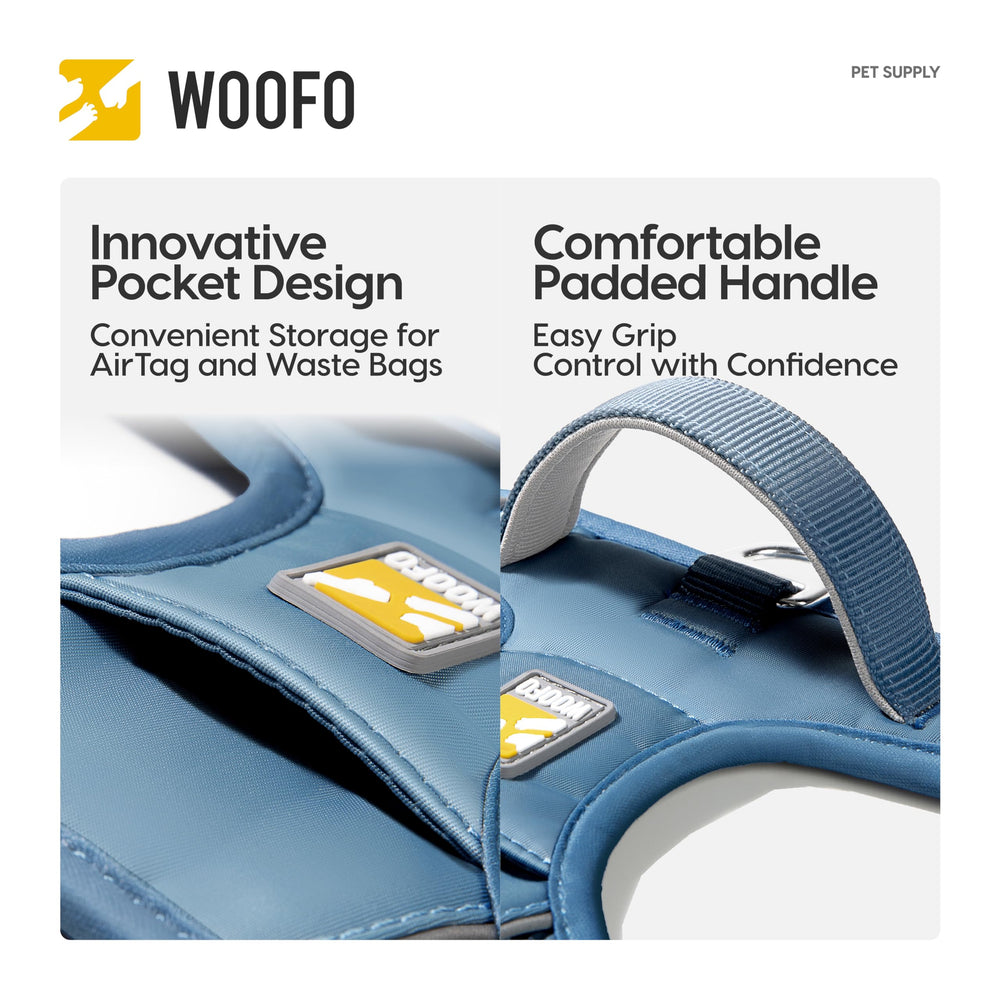 WOOFO integrated pocket keeps waste bags or AirTag handy.