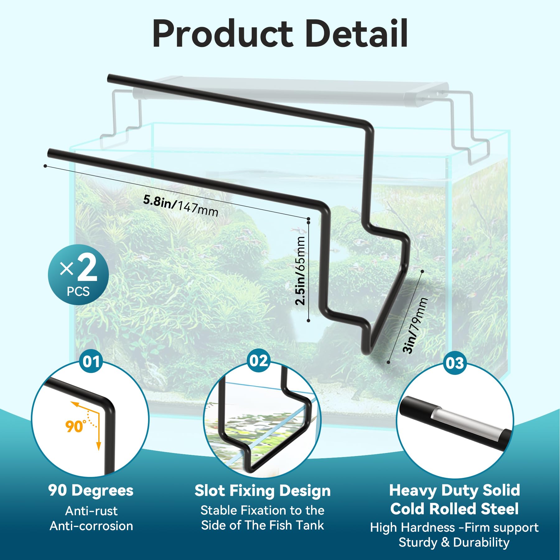 WooFog two-pack light riser front view for universal tank use and fixture compatibility