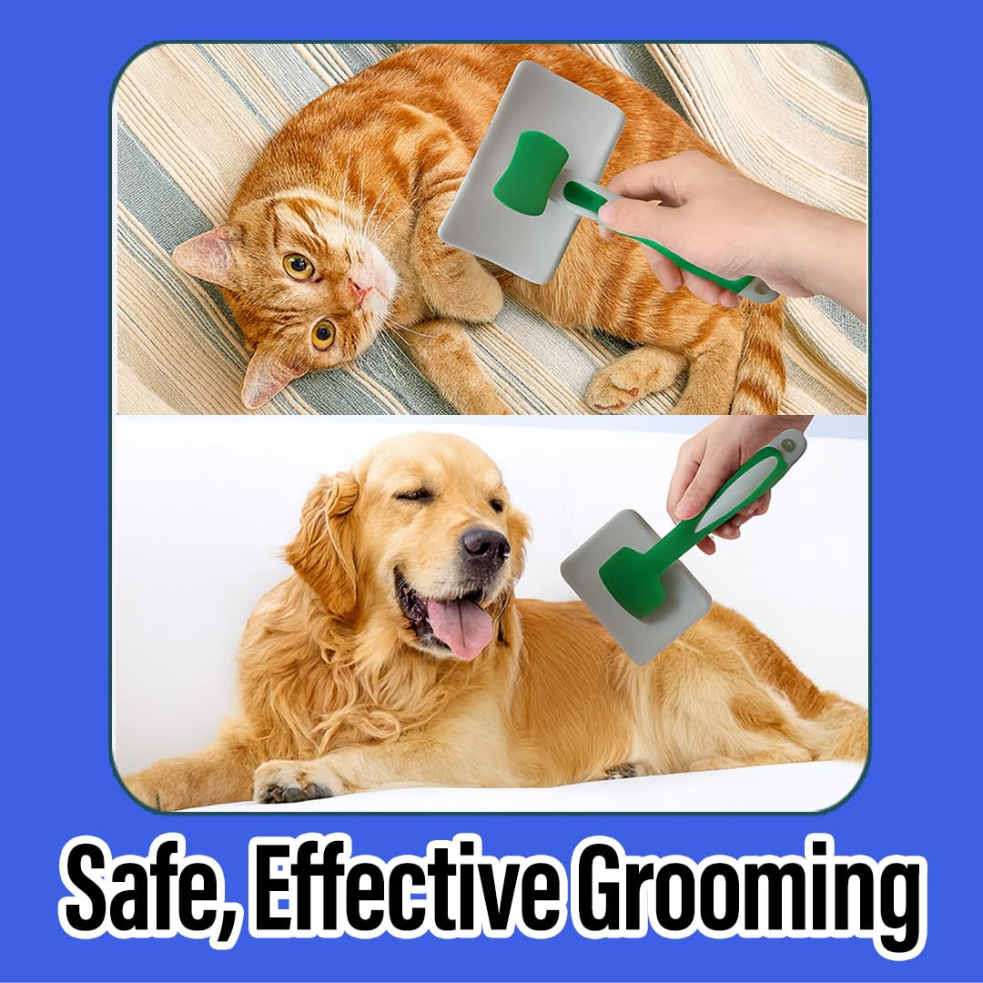 Woofs and Purs cat brush handles long and short hair for versatile grooming.
