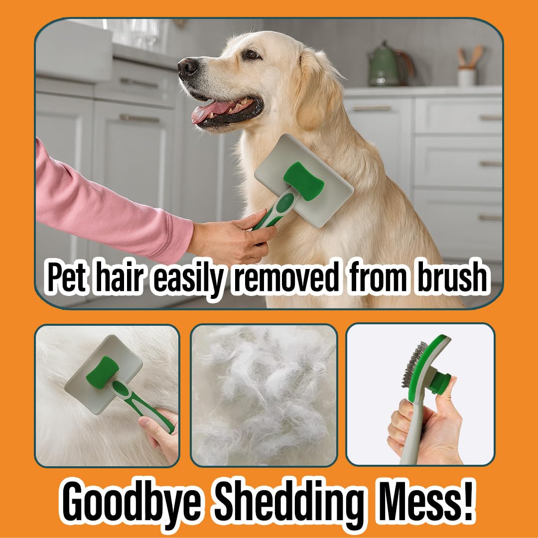 Woofs and Purs dog brush lightweight handle boosts comfortable grooming sessions.