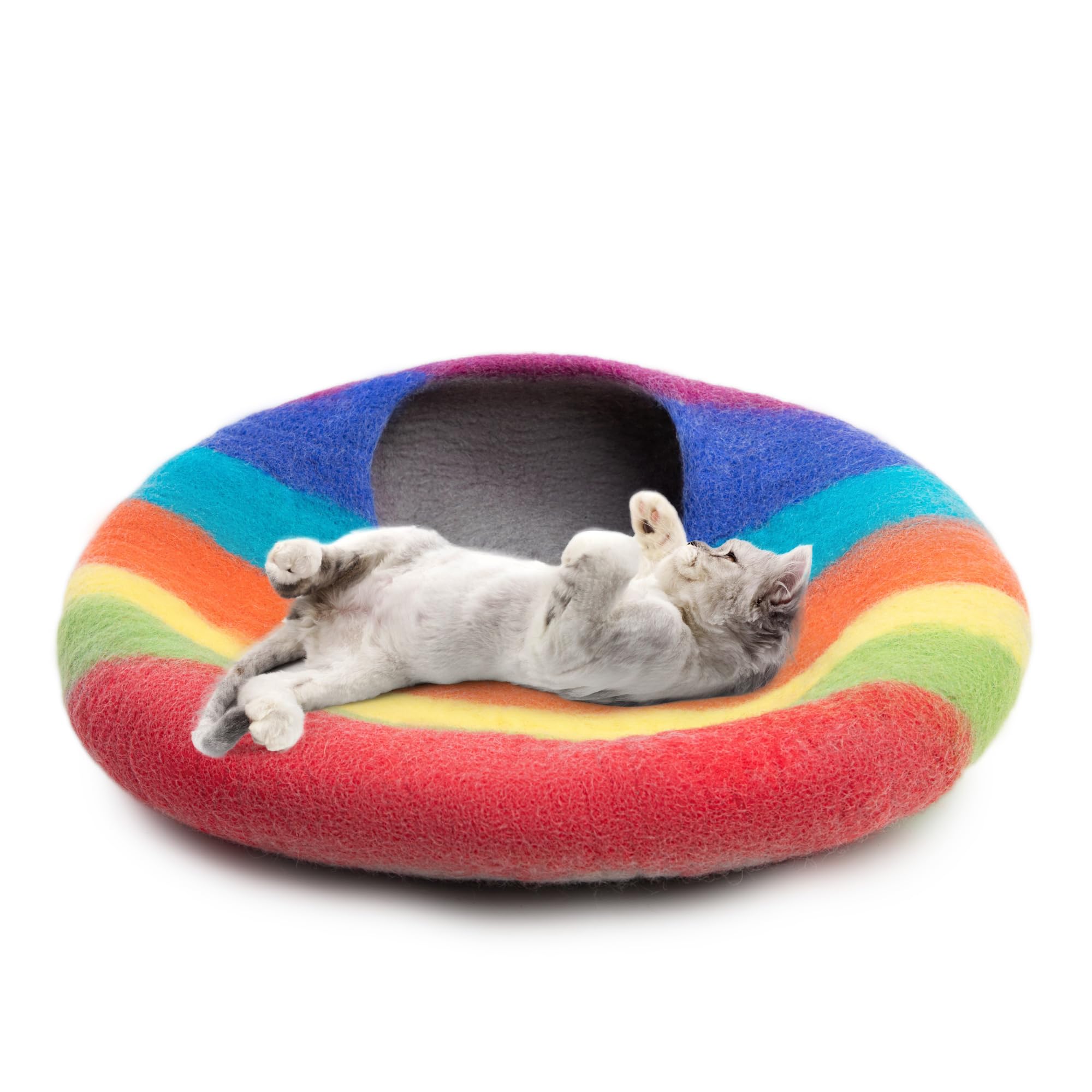 Woolygon Premium Felt Cat Cave Bed foldable design aids easy storage and travel.