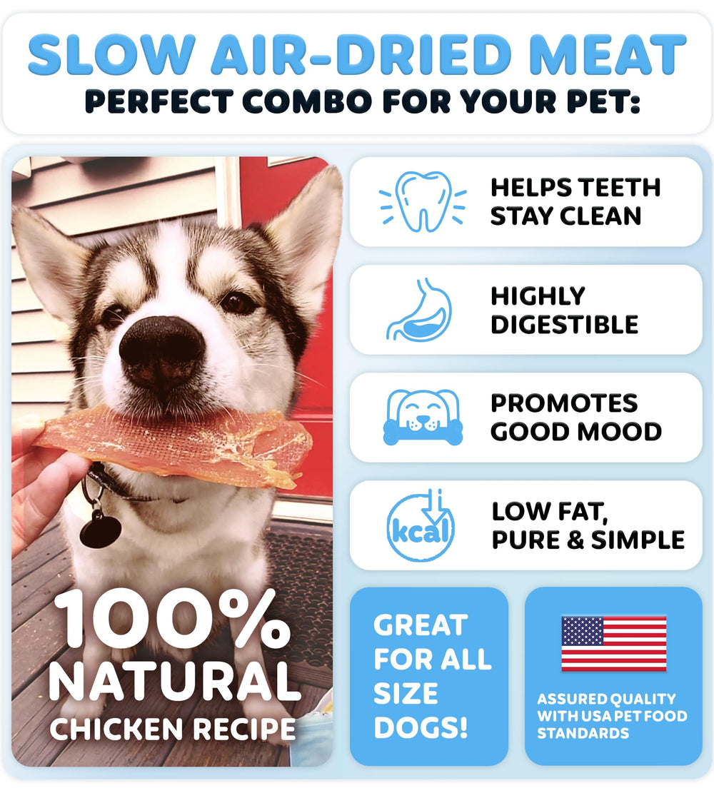 Wootsy Chicken Jerky for dental health support during training sessions.