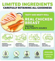 Wootsy Chicken Wrapped Rawhide Stick low-calorie treat supports portion control during training.