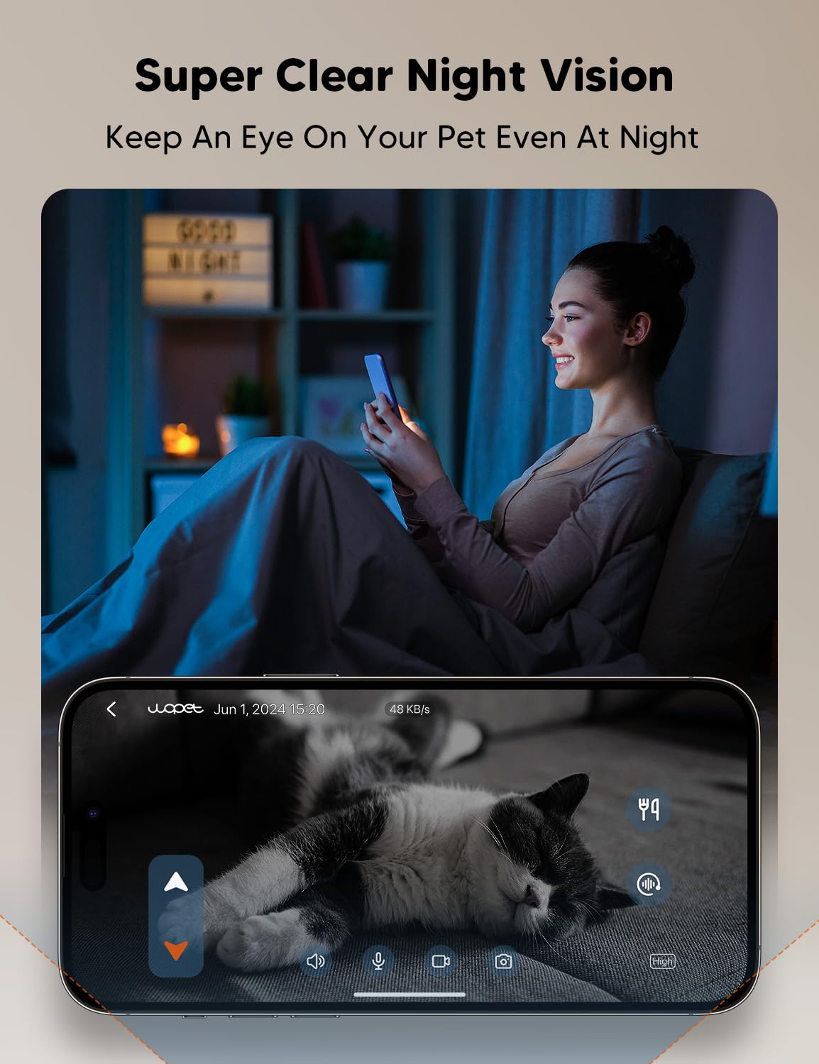 WOPET feeder HD video and SD card storage for clips.