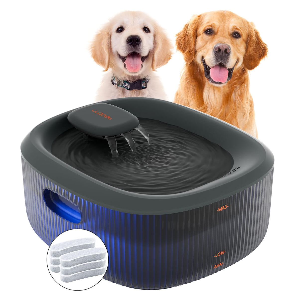 WOPET dog water fountain shows large capacity, reducing refills for multi-pet homes