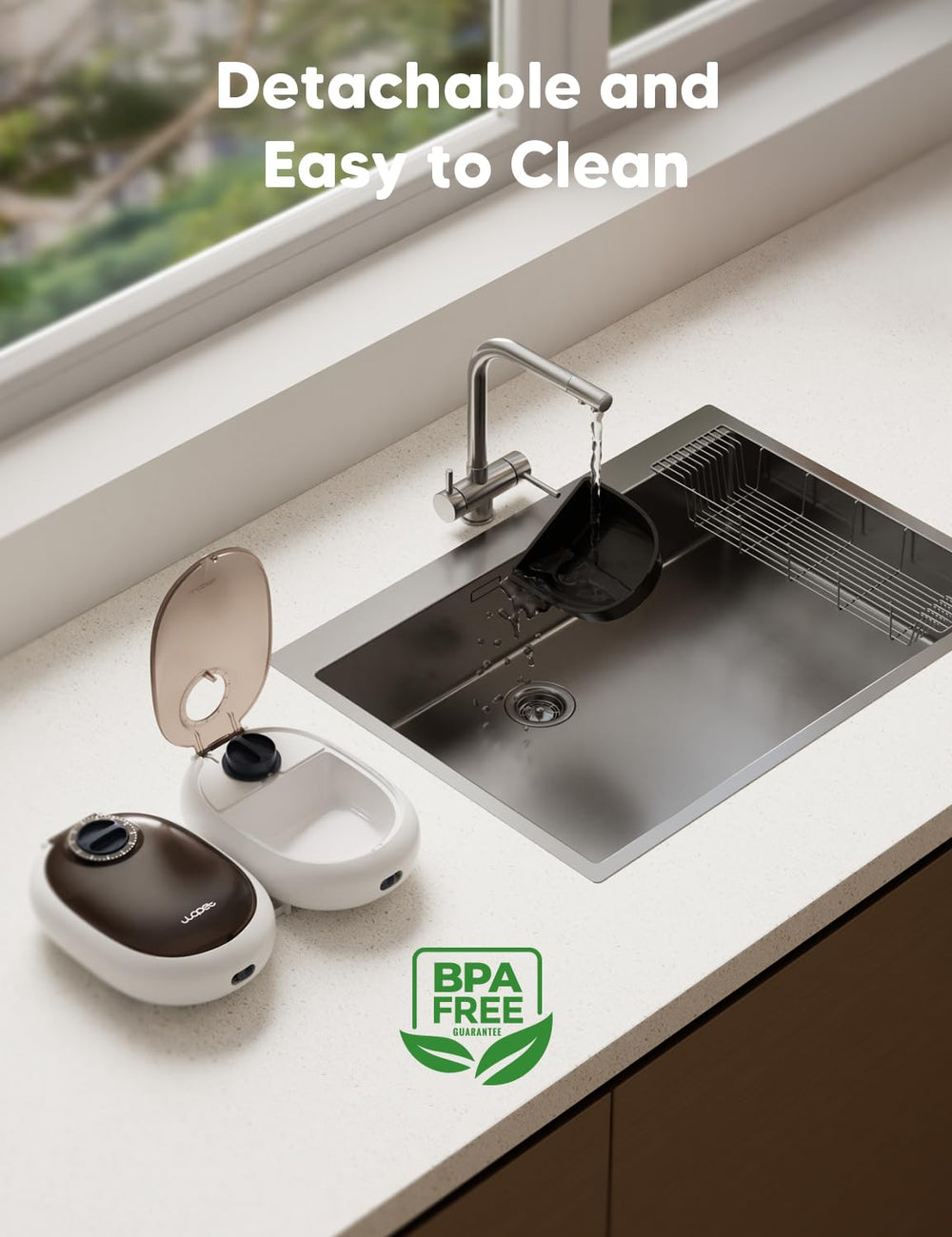 WOPET non-slip base prevents tipping during pet meals.