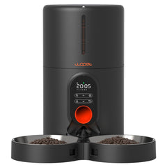 WOPET two-cats feeder front view shows dual bowls for synchronized meals