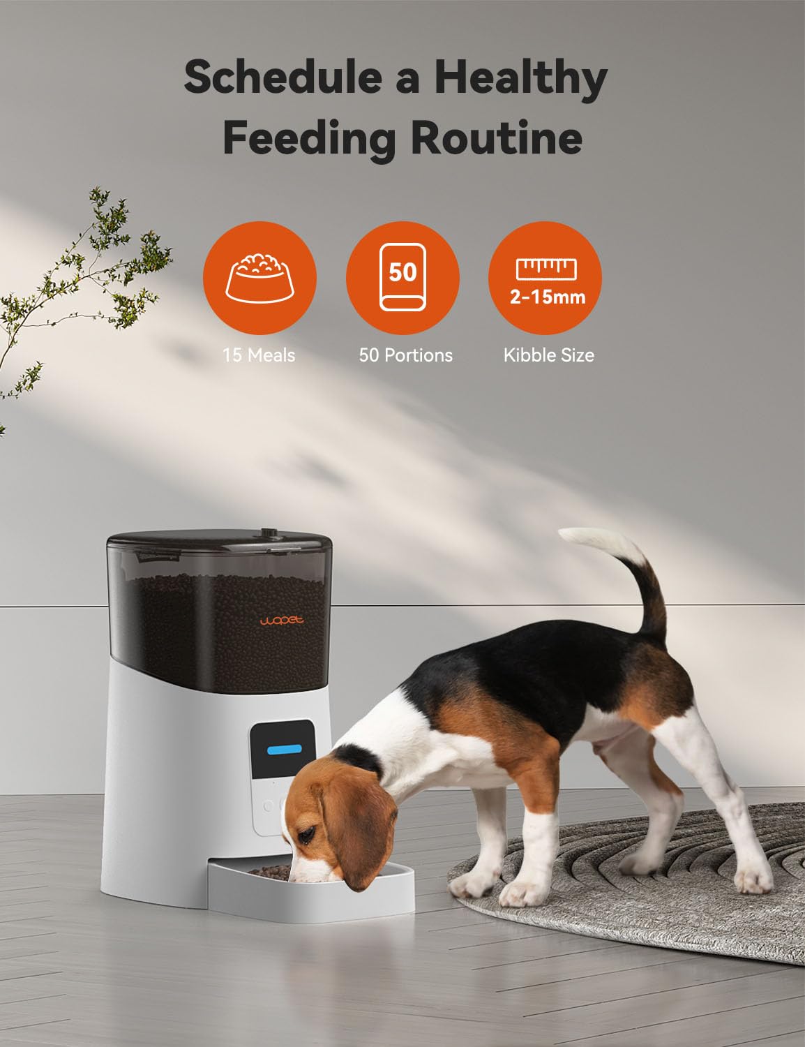 WOPET voice recorder enables a 10-second meal call for pets.