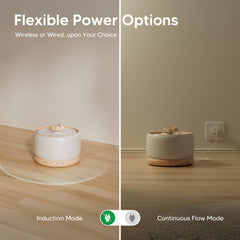 WOPET wireless cat fountain battery compartment reveals 5000mAh power for cordless convenience.