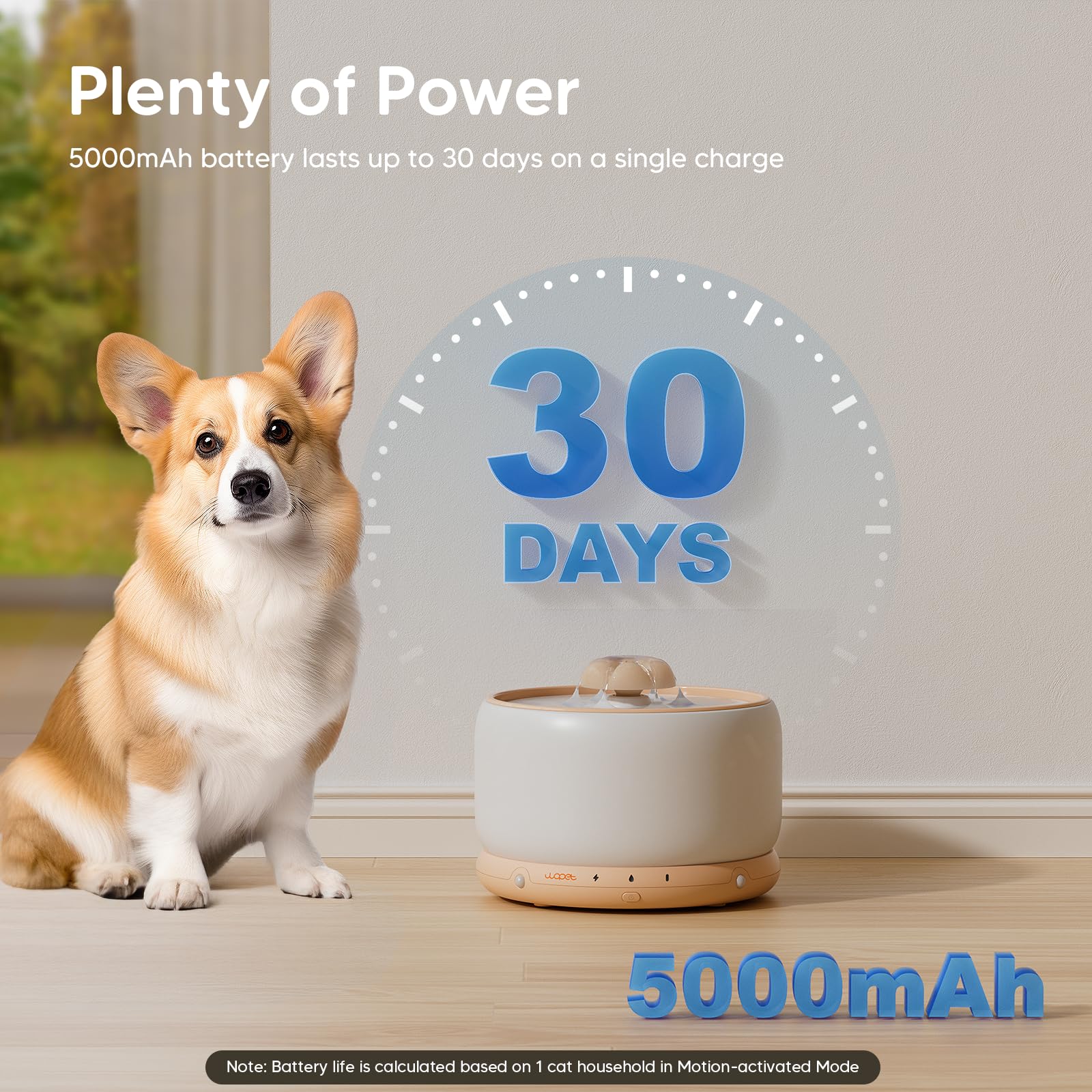 WOPET wireless cat fountain filter system delivers purified, fresh water for pets.