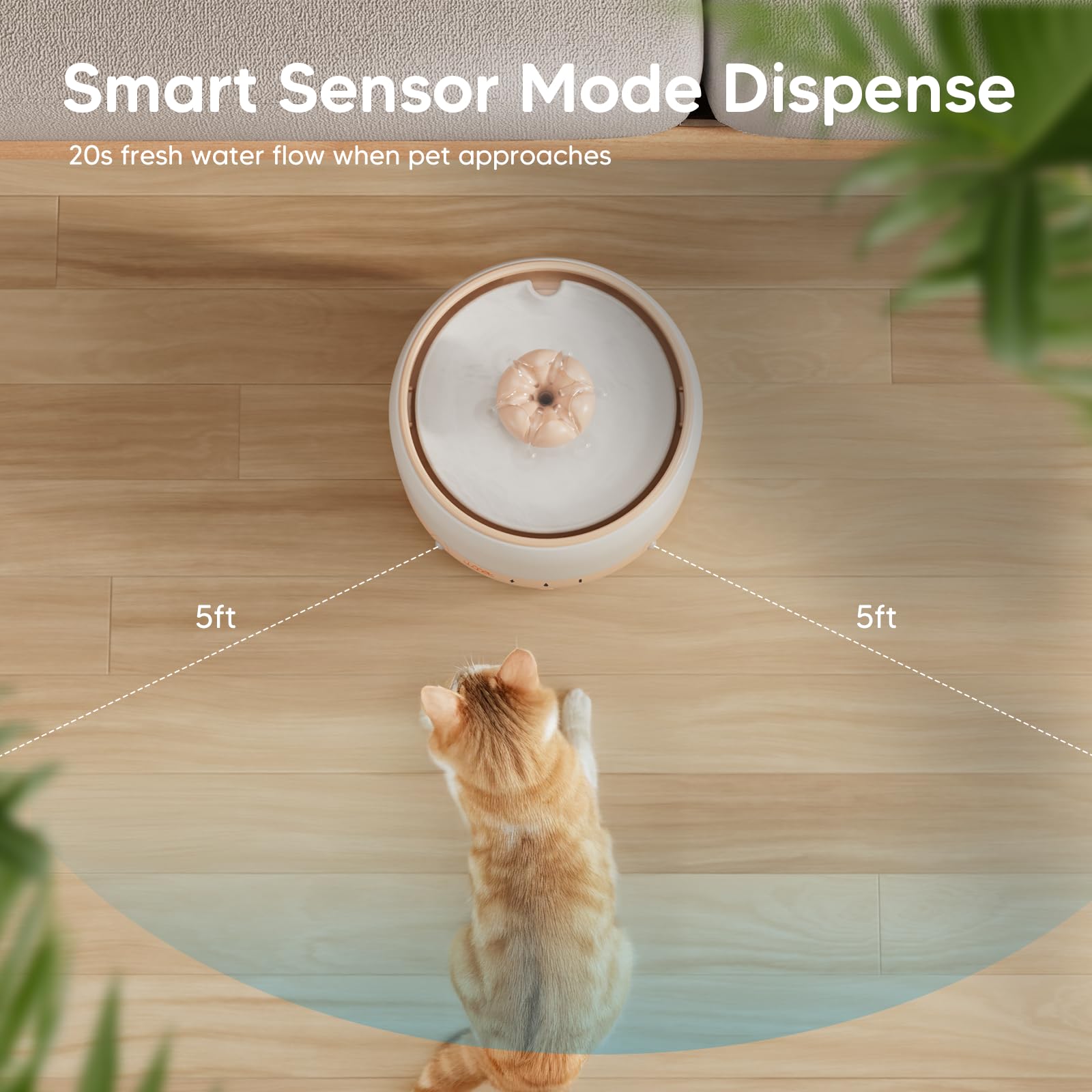 WOPET wireless cat fountain water reservoir supports easy refills during busy days.