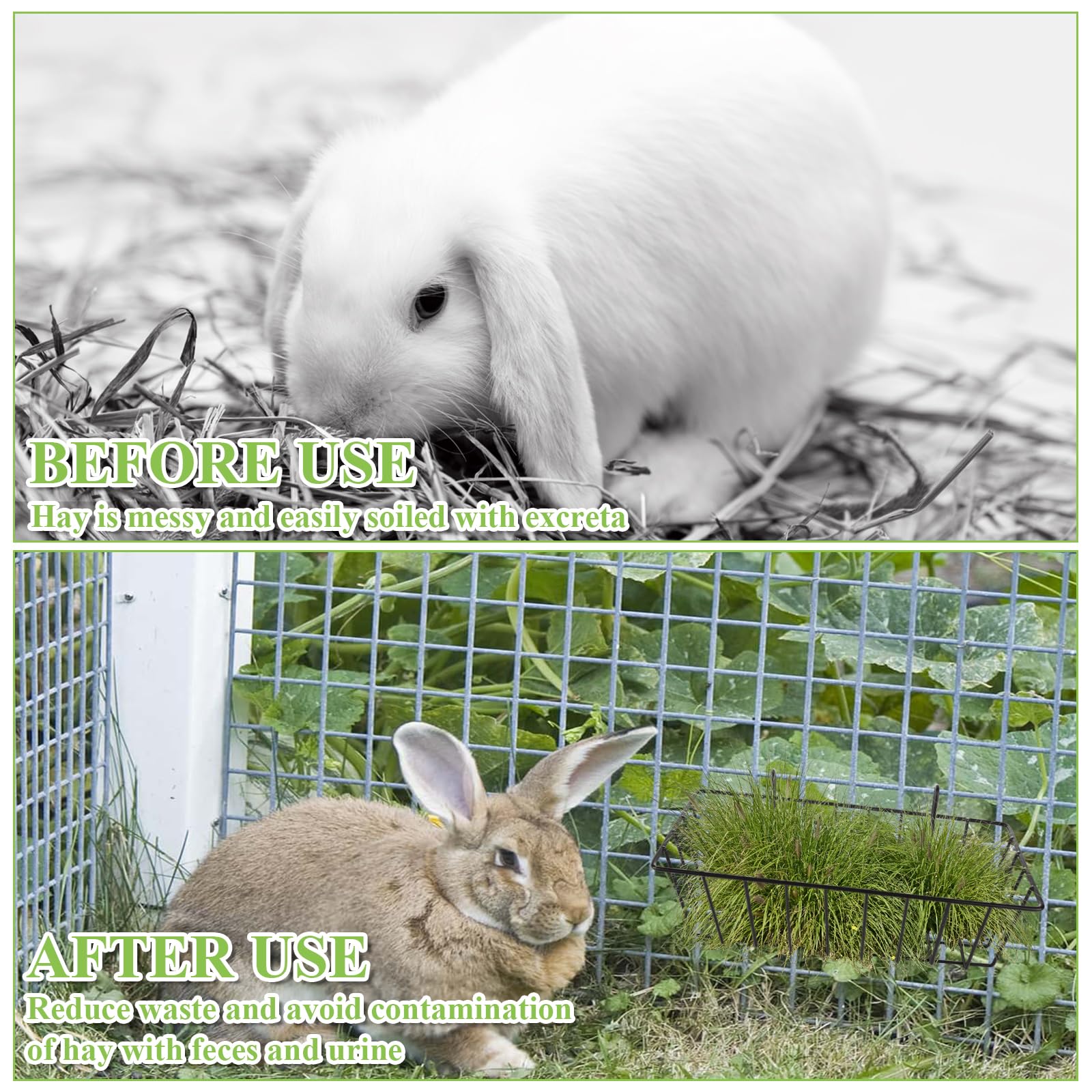 WOPPLXY rabbit hay feeder hollow mesh reduces hay waste