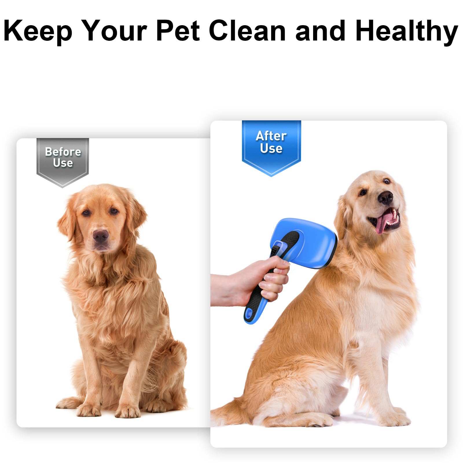 WOPQAEM self-cleaning slicker brush dogs and cats use shows versatile pet care tool
