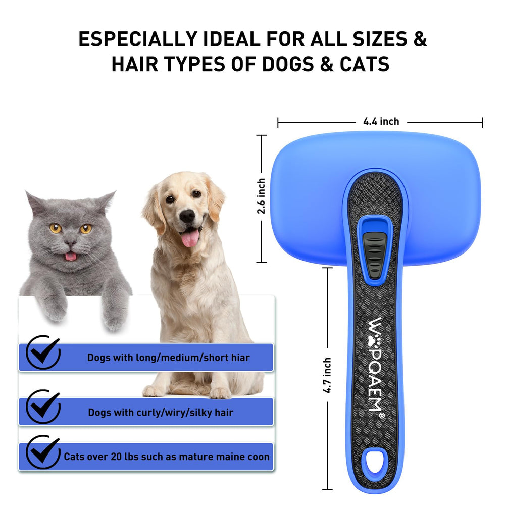 WOPQAEM self-cleaning slicker brush soft bristles support skin-friendly grooming