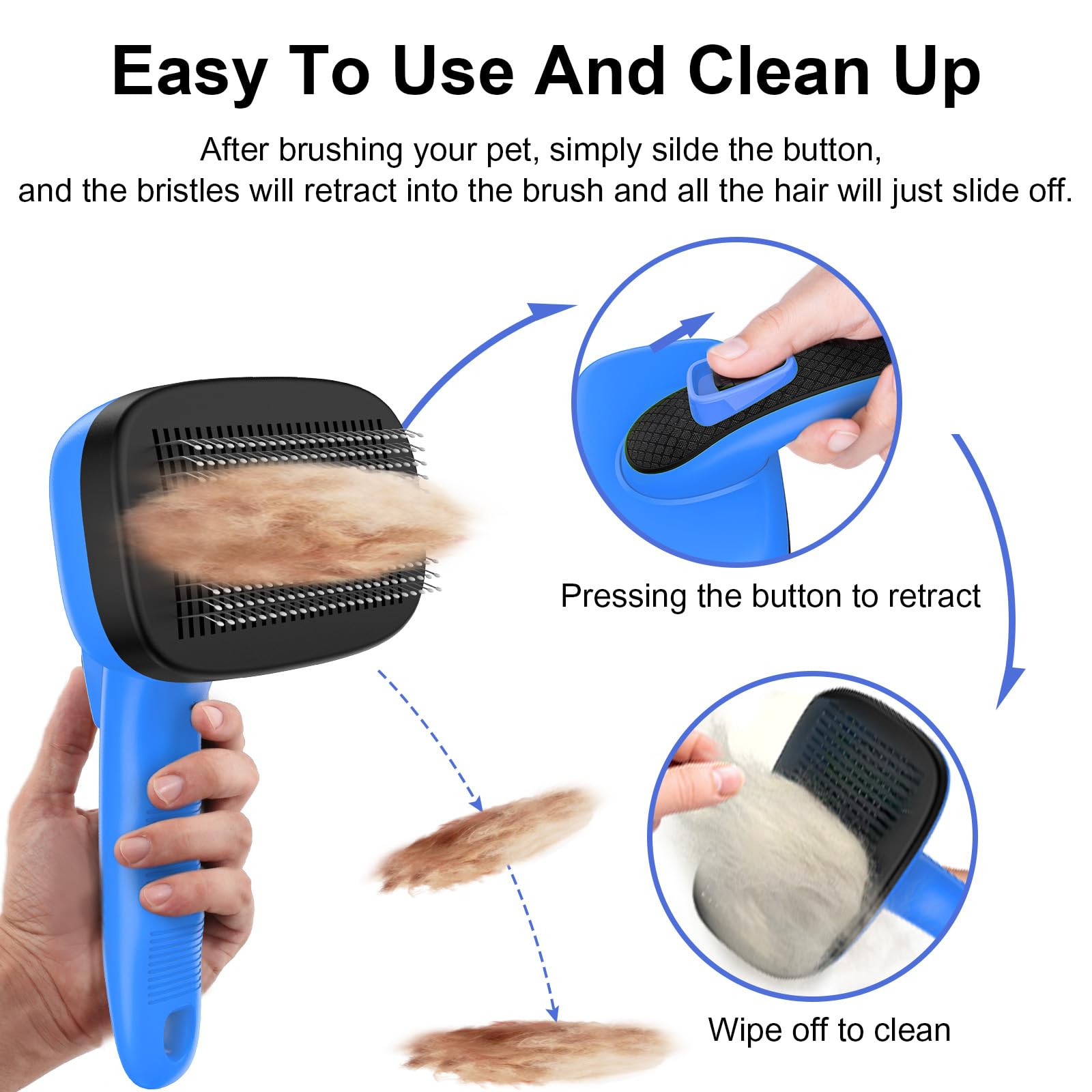 WOPQAEM self-cleaning slicker brush undercoat grooming highlights gentle undercoat care